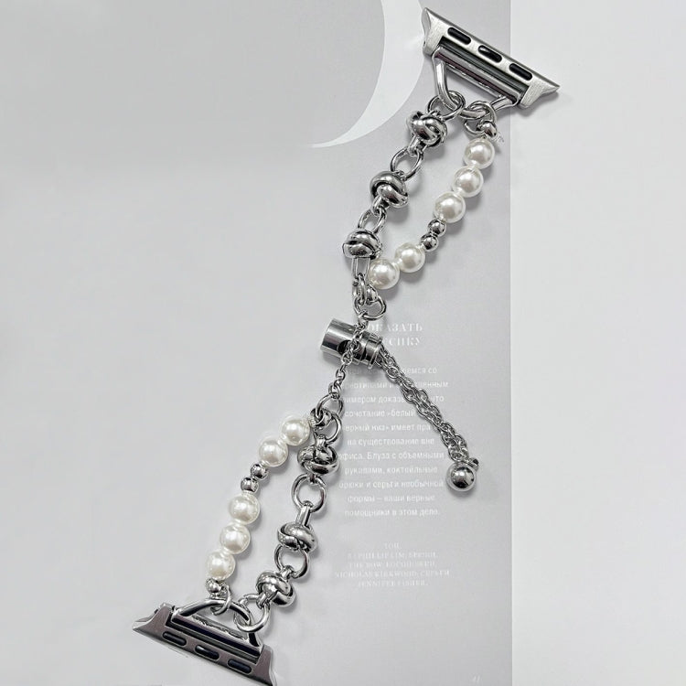For Apple Watch 5 44mm Pearl Bracelet Metal Watch Band(Silver) - free shipping - PMC TechLife - Order now!