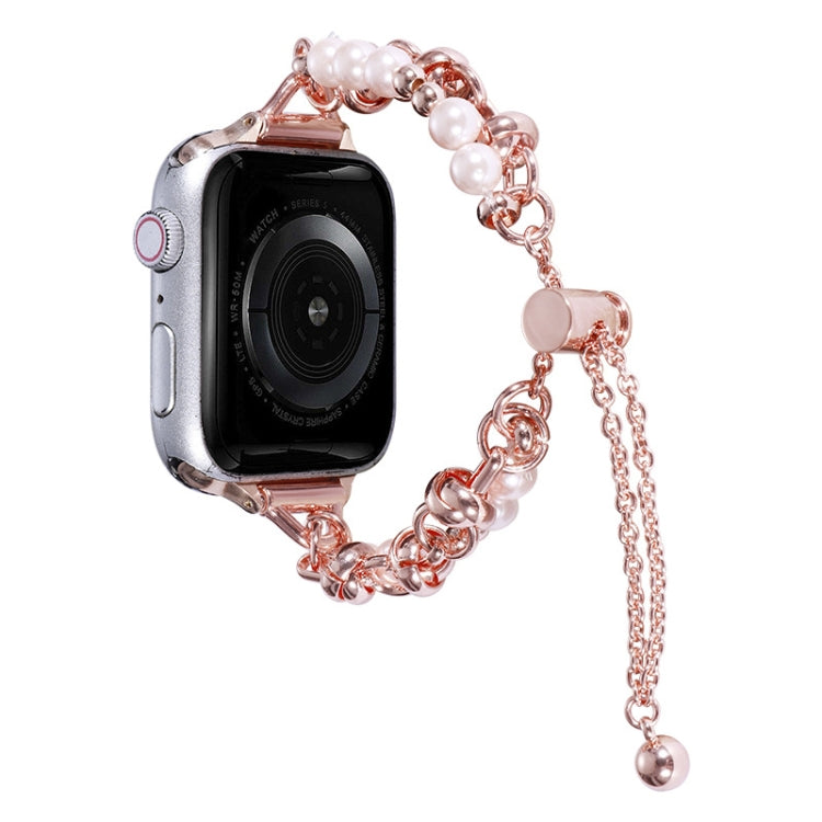For Apple Watch 4 40mm Pearl Bracelet Metal Watch Band(Rose Gold) - free shipping - PMC TechLife - Order now!