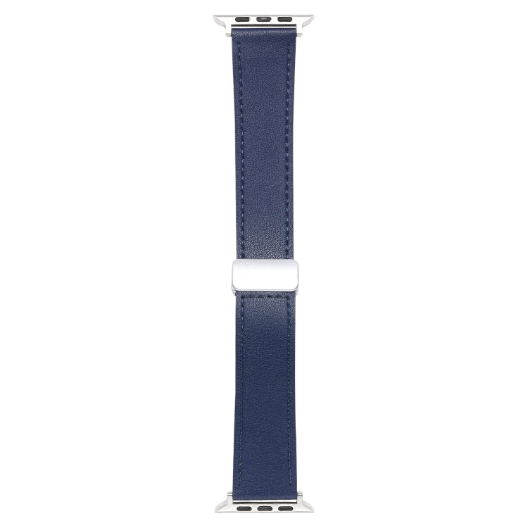 For Apple Watch Ultra 49mm Magnetic Buckle Skin Feel Leather Watch Band(Dark Blue) - Watch Bands by PMC TechLife | Online Shopping South Africa | PMC TechLife | Buy Now Pay Later Mobicred