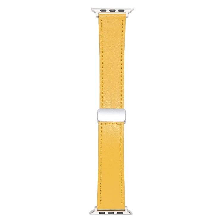 For Apple Watch Ultra 49mm Magnetic Buckle Skin Feel Leather Watch Band(Yellow) - Watch Bands by PMC TechLife | Online Shopping South Africa | PMC TechLife | Buy Now Pay Later Mobicred