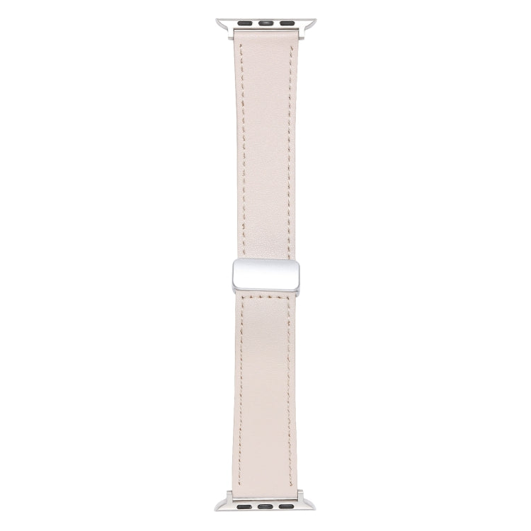 For Apple Watch Serie 3 42mm Magnetic Buckle Skin Feel Leather Watch Band(Apricot) - Watch Bands by PMC TechLife | Online Shopping South Africa | PMC TechLife