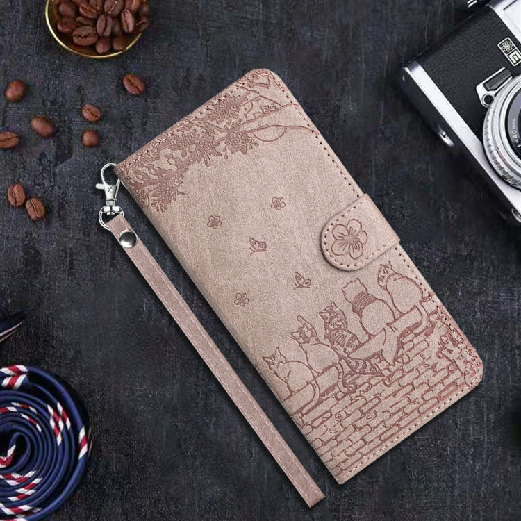 For iPhone 16 Pro Cat Embossing Pattern Leather Phone Case with Lanyard(Grey) - iPhone 16 Pro Cases by PMC TechLife | Online Shopping South Africa | PMC TechLife | Buy Now Pay Later Mobicred
