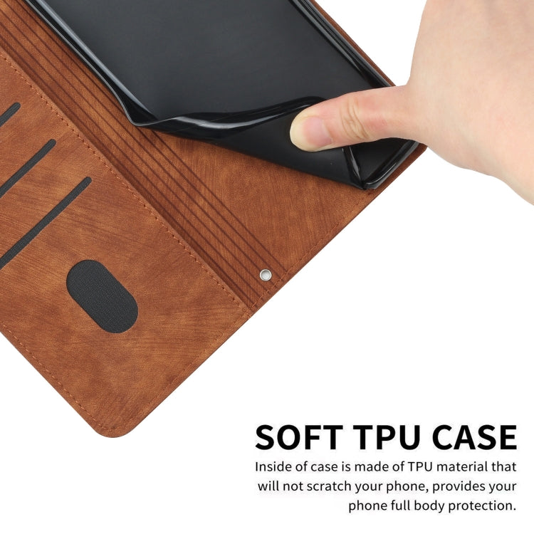 For Infinix Zero 30 4G Skin Feel Stripe Pattern Leather Phone Case with Lanyard(Brown) - Infinix Cases by PMC TechLife | Online Shopping South Africa | PMC TechLife | Buy Now Pay Later Mobicred