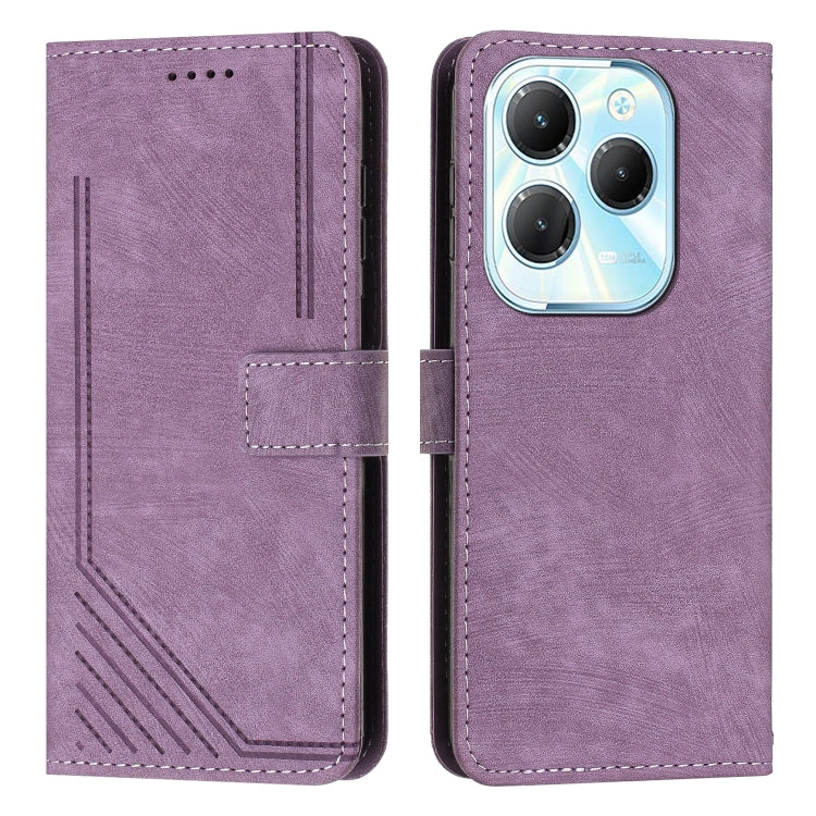 For Infinix Hot 40 / 40 Pro Skin Feel Stripe Pattern Leather Phone Case with Lanyard(Purple) - Infinix Cases by PMC TechLife | Online Shopping South Africa | PMC TechLife | Buy Now Pay Later Mobicred