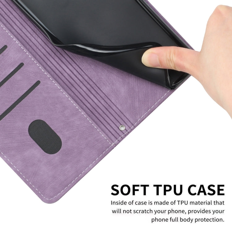 For Infinix Hot 40 / 40 Pro Skin Feel Stripe Pattern Leather Phone Case with Lanyard(Purple) - Infinix Cases by PMC TechLife | Online Shopping South Africa | PMC TechLife | Buy Now Pay Later Mobicred