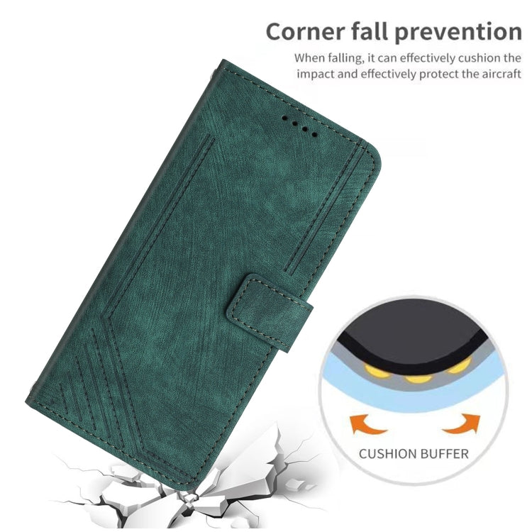 For Infinix Note 40 Pro 4G / 5G Skin Feel Stripe Pattern Leather Phone Case with Lanyard(Green) - free shipping - PMC TechLife - Order now!