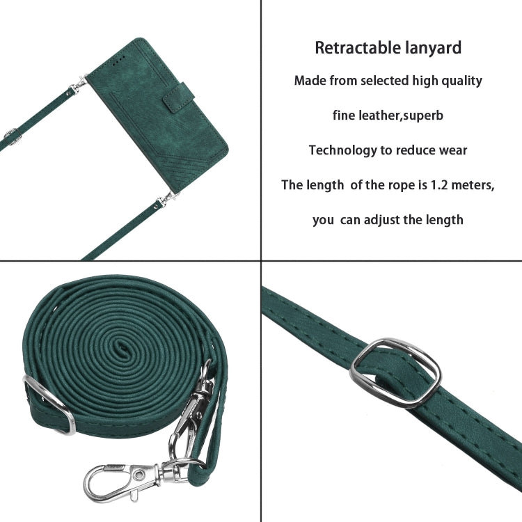 For Infinix Note 40 Pro 4G / 5G Skin Feel Stripe Pattern Leather Phone Case with Lanyard(Green) - free shipping - PMC TechLife - Order now!