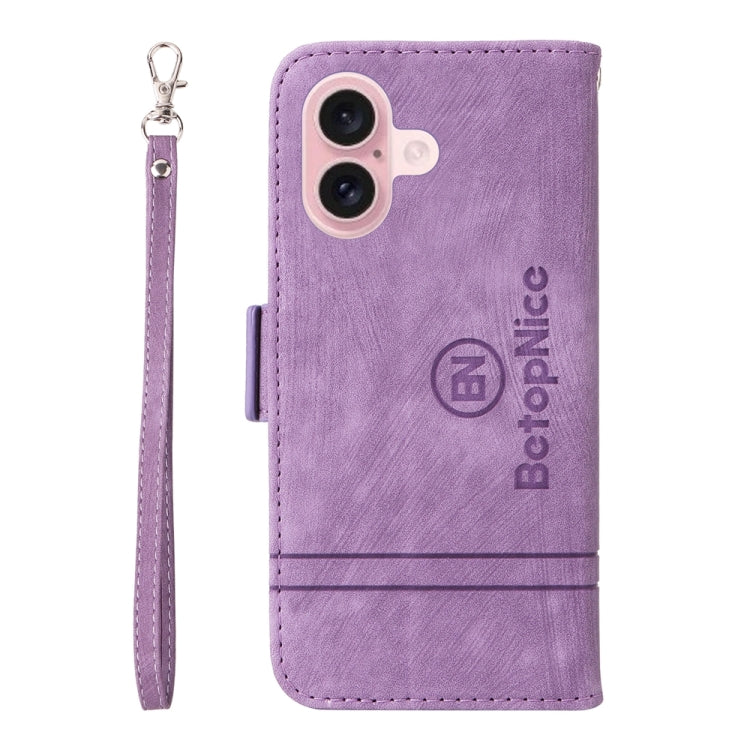 For iPhone 16 BETOPNICE Dual-side Buckle Leather Phone Case(Purple) - free shipping - PMC TechLife - Order now!