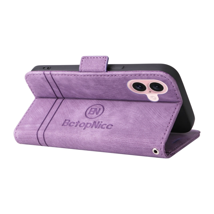 For iPhone 16 BETOPNICE Dual-side Buckle Leather Phone Case(Purple) - free shipping - PMC TechLife - Order now!