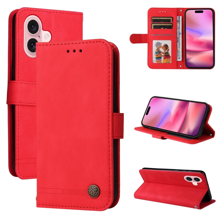 For iPhone 16 Skin Feel Life Tree Leather Phone Case(Red) - iPhone 16 Cases by PMC TechLife | Online Shopping South Africa | PMC TechLife | Buy Now Pay Later Mobicred