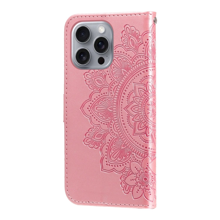 For iPhone 16 Pro Max 7-petal Flowers Embossing Leather Phone Case(Rose Gold) - iPhone 16 Pro Max Cases by PMC TechLife | Online Shopping South Africa | PMC TechLife | Buy Now Pay Later Mobicred