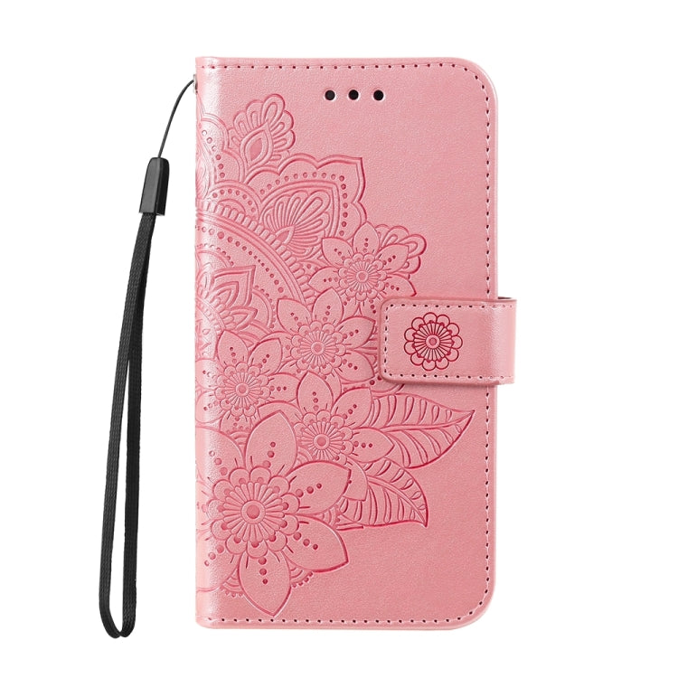 For iPhone 16 Pro 7-petal Flowers Embossing Leather Phone Case(Rose Gold) - iPhone 16 Pro Cases by PMC TechLife | Online Shopping South Africa | PMC TechLife | Buy Now Pay Later Mobicred