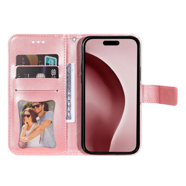 For iPhone 16 Pro 7-petal Flowers Embossing Leather Phone Case(Rose Gold) - iPhone 16 Pro Cases by PMC TechLife | Online Shopping South Africa | PMC TechLife | Buy Now Pay Later Mobicred