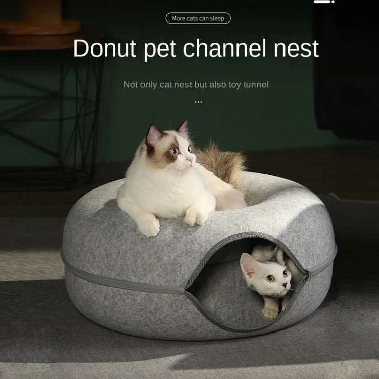 Round Wool Felt Cat Litter Tunnel Cat Litter, Size:60x60x27cm(Blue) - Beds by PMC TechLife | Online Shopping South Africa | PMC TechLife | Buy Now Pay Later Mobicred