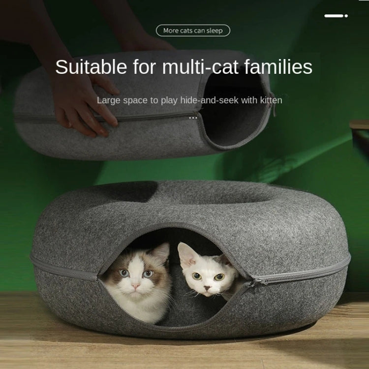Round Wool Felt Cat Litter Tunnel Cat Litter, Size:60x60x27cm(Dark Grey) - Beds by PMC TechLife | Online Shopping South Africa | PMC TechLife | Buy Now Pay Later Mobicred