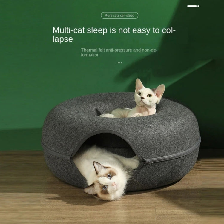 Round Wool Felt Cat Litter Tunnel Cat Litter, Size:60x60x27cm(Light Grey) - Beds by PMC TechLife | Online Shopping South Africa | PMC TechLife | Buy Now Pay Later Mobicred
