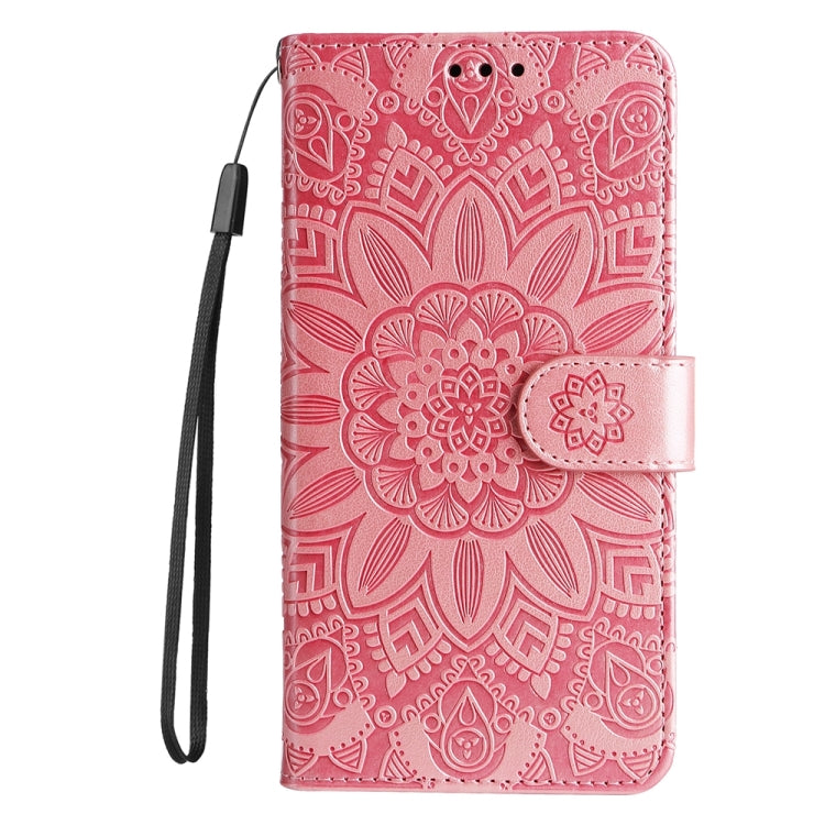 For iPhone 16 Pro Max Embossed Sunflower Leather Phone Case(Pink) - iPhone 16 Pro Max Cases by PMC TechLife | Online Shopping South Africa | PMC TechLife | Buy Now Pay Later Mobicred