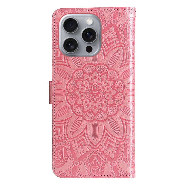 For iPhone 16 Pro Max Embossed Sunflower Leather Phone Case(Pink) - iPhone 16 Pro Max Cases by PMC TechLife | Online Shopping South Africa | PMC TechLife | Buy Now Pay Later Mobicred