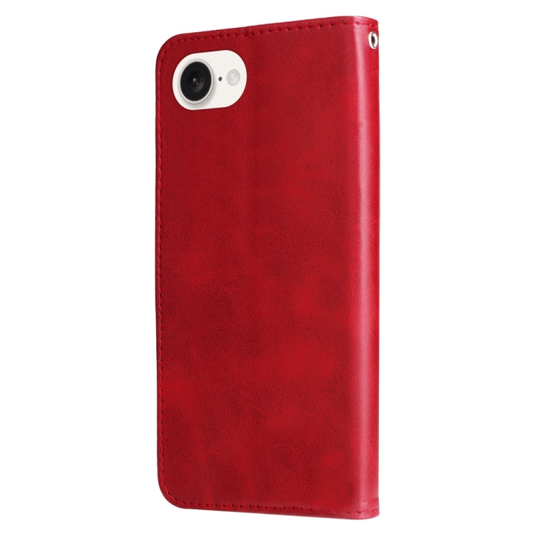 For iPhone 16e Fashion Calf Texture Zipper Leather Phone Case(Red) - iPhone 16e Cases by PMC TechLife | Online Shopping South Africa | PMC TechLife | Buy Now Pay Later Mobicred