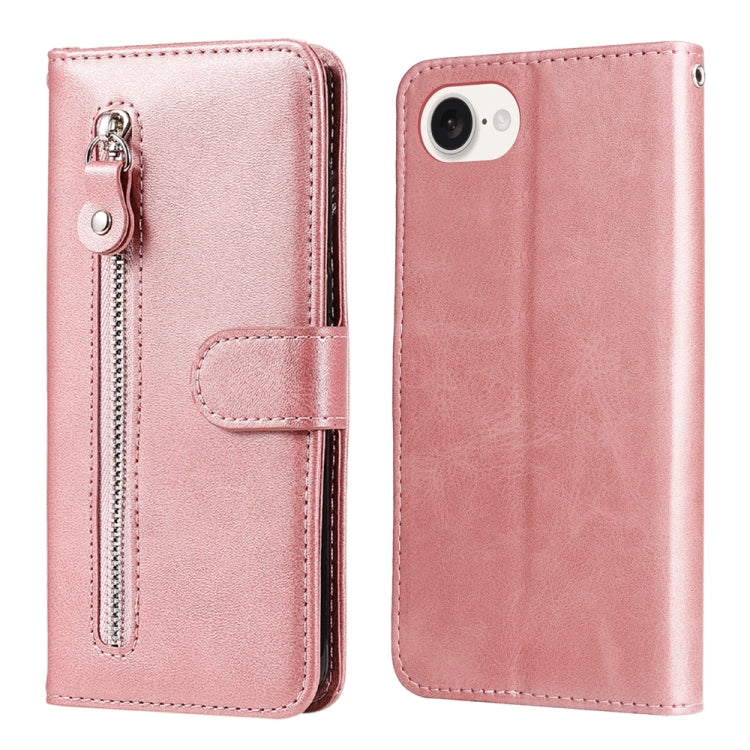 For iPhone 16e Fashion Calf Texture Zipper Leather Phone Case(Rose Gold) - iPhone 16e Cases by PMC TechLife | Online Shopping South Africa | PMC TechLife | Buy Now Pay Later Mobicred