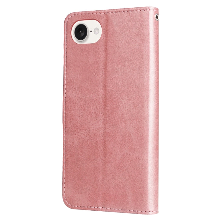 For iPhone 16e Fashion Calf Texture Zipper Leather Phone Case(Rose Gold) - iPhone 16e Cases by PMC TechLife | Online Shopping South Africa | PMC TechLife | Buy Now Pay Later Mobicred