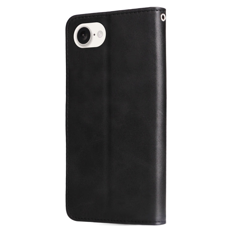 For iPhone 16e Fashion Calf Texture Zipper Leather Phone Case(Black) - iPhone 16e Cases by PMC TechLife | Online Shopping South Africa | PMC TechLife | Buy Now Pay Later Mobicred