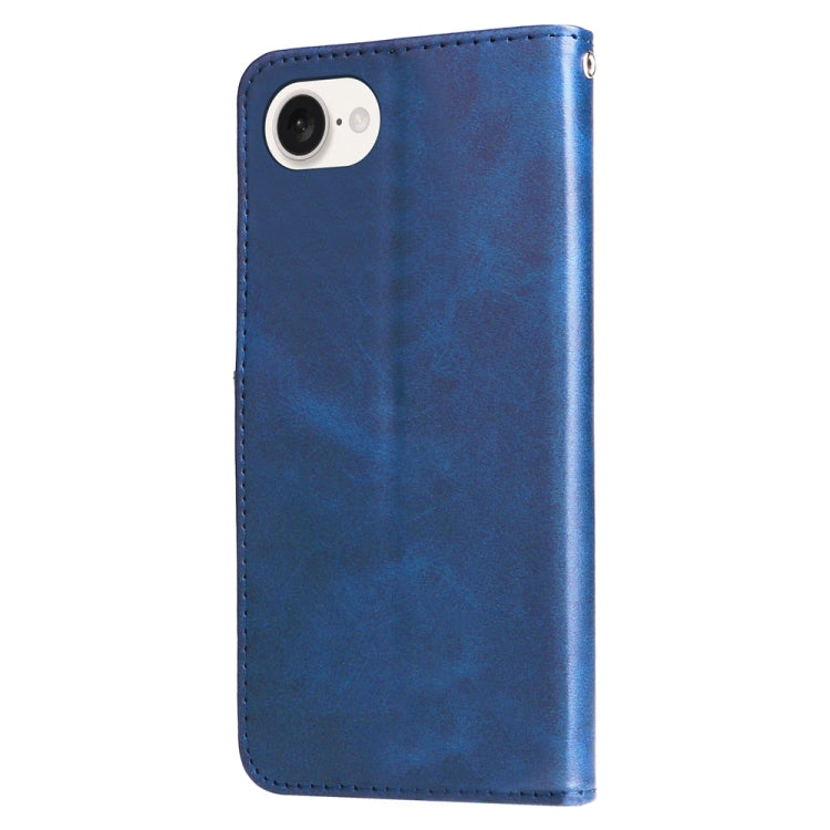 For iPhone 16e Fashion Calf Texture Zipper Leather Phone Case(Blue) - iPhone 16e Cases by PMC TechLife | Online Shopping South Africa | PMC TechLife | Buy Now Pay Later Mobicred
