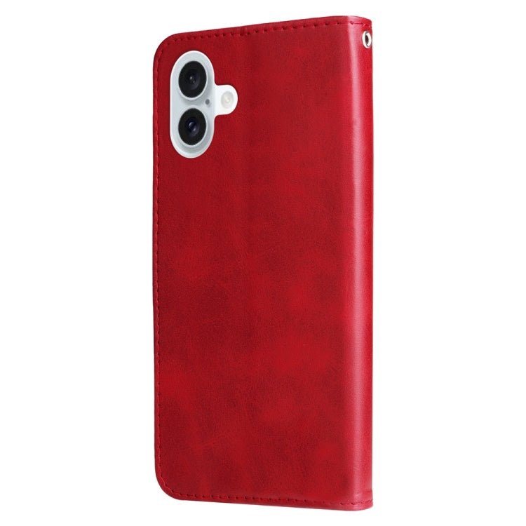 For iPhone 16 Plus Fashion Calf Texture Zipper Leather Phone Case(Red) - free shipping - PMC TechLife - Order now!