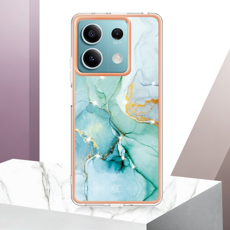 For Xiaomi Redmi Note 13 5G Global Electroplating Marble Dual-side IMD Phone Case(Green 003) - Note 13 Cases by PMC TechLife | Online Shopping South Africa | PMC TechLife | Buy Now Pay Later Mobicred