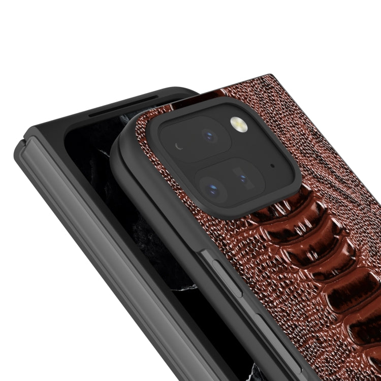 For Google Pixel 9 Pro Fold ABEEL Genuine Leather Weilai Series Phone Case(Coffee) - Google Cases by PMC TechLife | Online Shopping South Africa | PMC TechLife | Buy Now Pay Later Mobicred