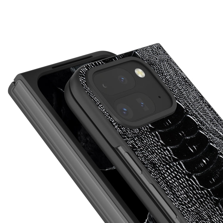 For Google Pixel 9 Pro Fold ABEEL Genuine Leather Weilai Series Phone Case(Black) - Google Cases by PMC TechLife | Online Shopping South Africa | PMC TechLife | Buy Now Pay Later Mobicred