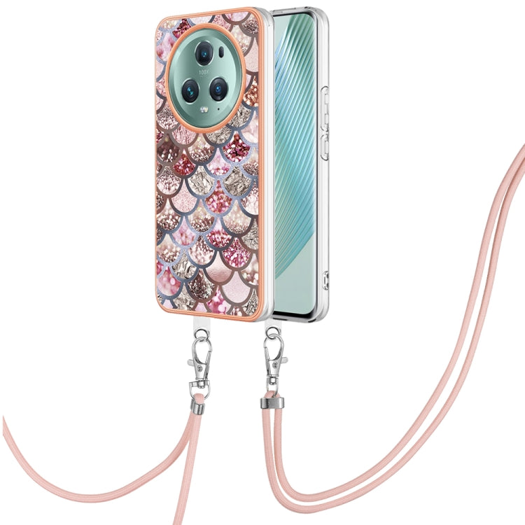 For Honor Magic5 Pro Electroplating IMD TPU Phone Case with Lanyard(Pink Scales) - Honor Cases by PMC TechLife | Online Shopping South Africa | PMC TechLife | Buy Now Pay Later Mobicred