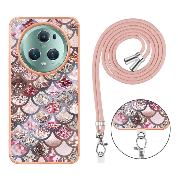 For Honor Magic5 Pro Electroplating IMD TPU Phone Case with Lanyard(Pink Scales) - Honor Cases by PMC TechLife | Online Shopping South Africa | PMC TechLife | Buy Now Pay Later Mobicred