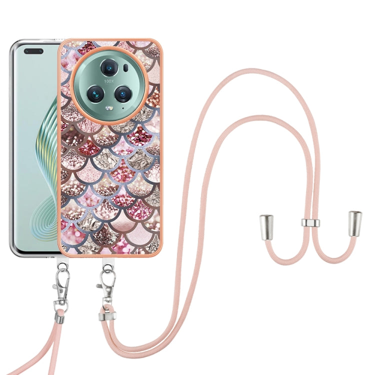 For Honor Magic5 Pro Electroplating IMD TPU Phone Case with Lanyard(Pink Scales) - Honor Cases by PMC TechLife | Online Shopping South Africa | PMC TechLife | Buy Now Pay Later Mobicred