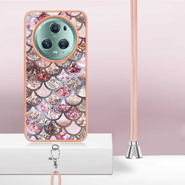 For Honor Magic5 Pro Electroplating IMD TPU Phone Case with Lanyard(Pink Scales) - Honor Cases by PMC TechLife | Online Shopping South Africa | PMC TechLife | Buy Now Pay Later Mobicred