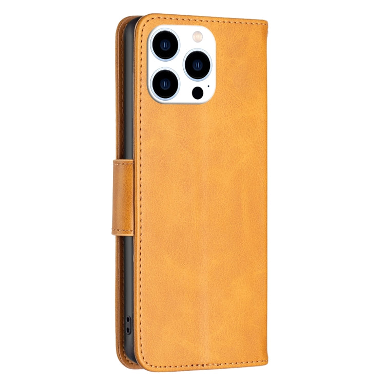 For iPhone 16 Pro Max Lambskin Texture Pure Color Flip Leather Phone Case(Yellow) - iPhone 16 Pro Max Cases by PMC TechLife | Online Shopping South Africa | PMC TechLife | Buy Now Pay Later Mobicred