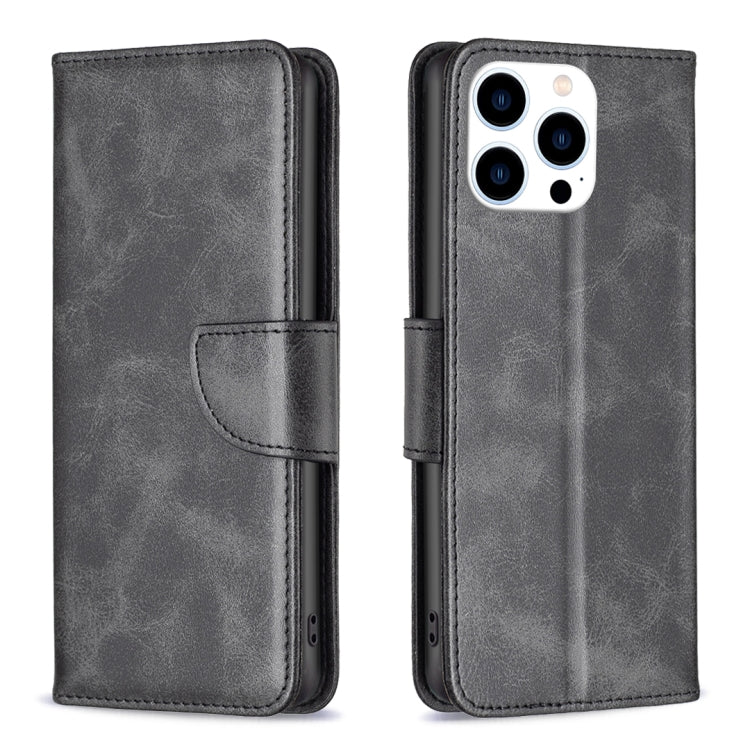 For iPhone 16 Pro Lambskin Texture Pure Color Flip Leather Phone Case(Black) - iPhone 16 Pro Cases by PMC TechLife | Online Shopping South Africa | PMC TechLife | Buy Now Pay Later Mobicred
