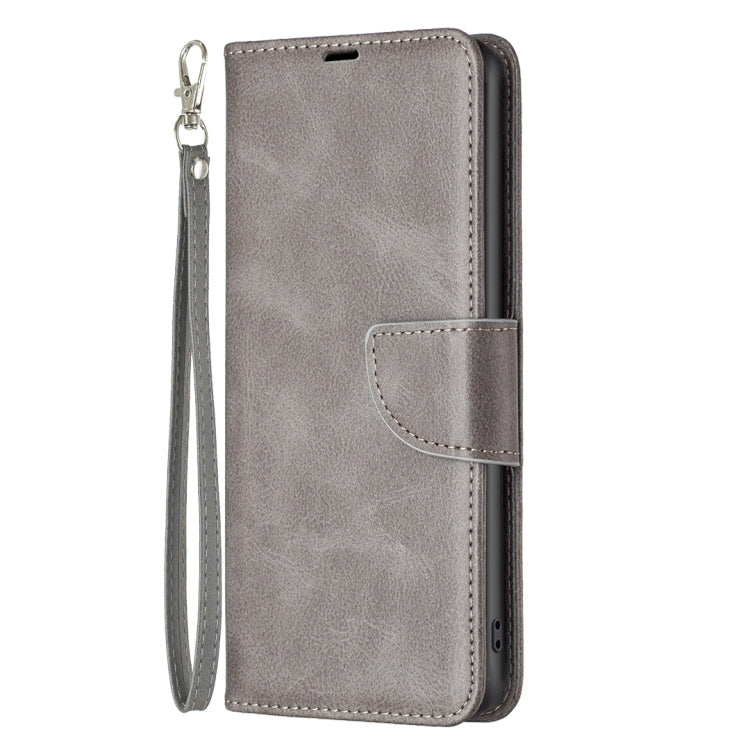 For iPhone 16 Plus Lambskin Texture Pure Color Flip Leather Phone Case(Grey) - iPhone 16 Plus Cases by PMC TechLife | Online Shopping South Africa | PMC TechLife | Buy Now Pay Later Mobicred