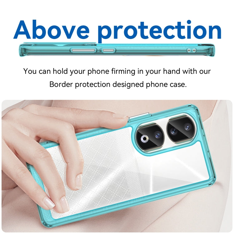 For Honor 90 Pro Colorful Series Acrylic Hybrid TPU Phone Case(Transparent Blue) - Honor Cases by PMC TechLife | Online Shopping South Africa | PMC TechLife | Buy Now Pay Later Mobicred