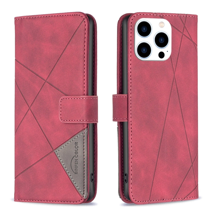 For iPhone 16 Pro Max Magnetic Buckle Rhombus Texture Leather Phone Case(Red) - iPhone 16 Pro Max Cases by PMC TechLife | Online Shopping South Africa | PMC TechLife | Buy Now Pay Later Mobicred