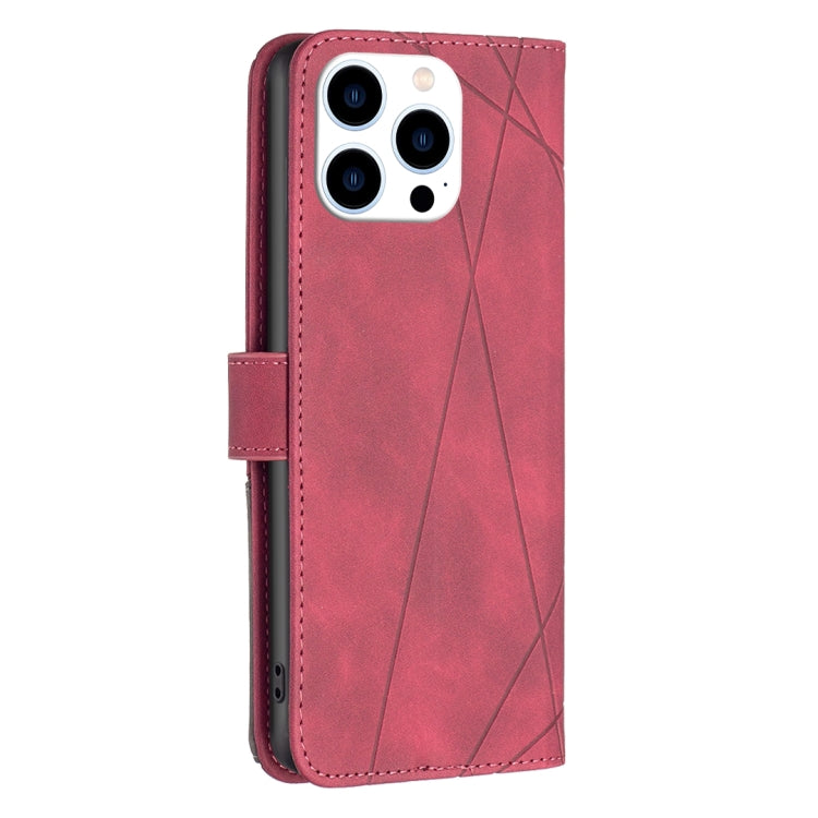 For iPhone 16 Pro Max Magnetic Buckle Rhombus Texture Leather Phone Case(Red) - iPhone 16 Pro Max Cases by PMC TechLife | Online Shopping South Africa | PMC TechLife | Buy Now Pay Later Mobicred