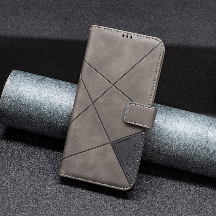 For iPhone 16 Plus Magnetic Buckle Rhombus Texture Leather Phone Case(Grey) - iPhone 16 Plus Cases by PMC TechLife | Online Shopping South Africa | PMC TechLife | Buy Now Pay Later Mobicred