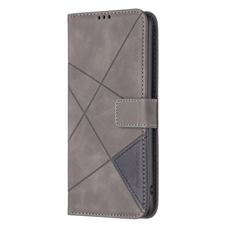 For iPhone 16 Plus Magnetic Buckle Rhombus Texture Leather Phone Case(Grey) - iPhone 16 Plus Cases by PMC TechLife | Online Shopping South Africa | PMC TechLife | Buy Now Pay Later Mobicred