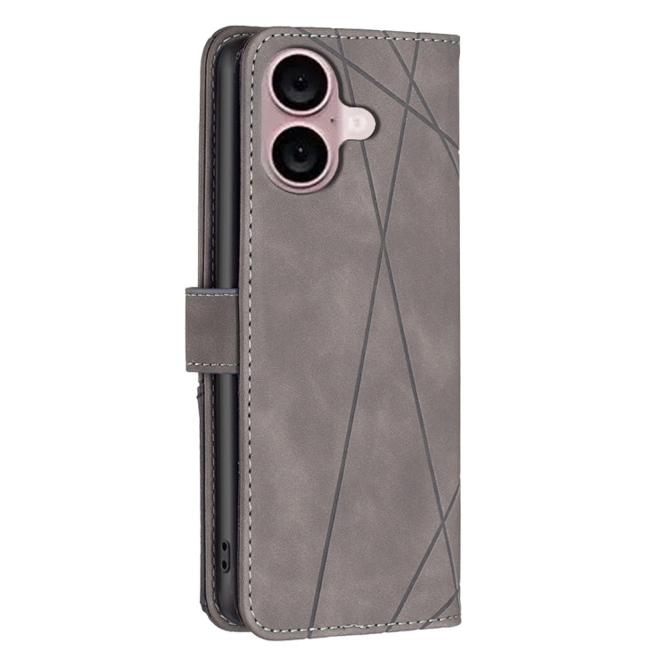 For iPhone 16 Plus Magnetic Buckle Rhombus Texture Leather Phone Case(Grey) - iPhone 16 Plus Cases by PMC TechLife | Online Shopping South Africa | PMC TechLife | Buy Now Pay Later Mobicred