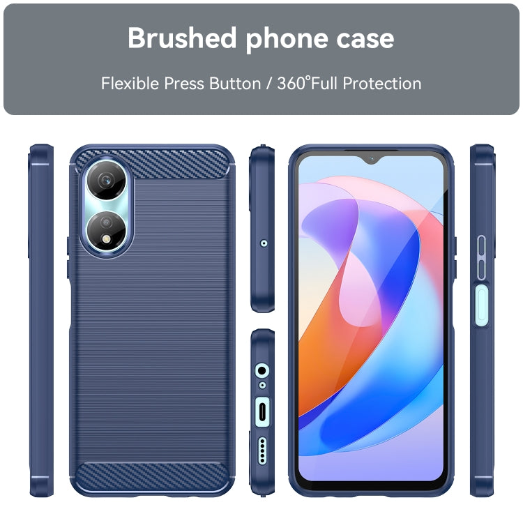 For Honor X7b Brushed Texture Carbon Fiber TPU Phone Case(Blue) - Honor Cases by PMC TechLife | Online Shopping South Africa | PMC TechLife