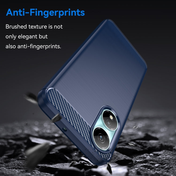 For Honor X7b Brushed Texture Carbon Fiber TPU Phone Case(Blue) - Honor Cases by PMC TechLife | Online Shopping South Africa | PMC TechLife
