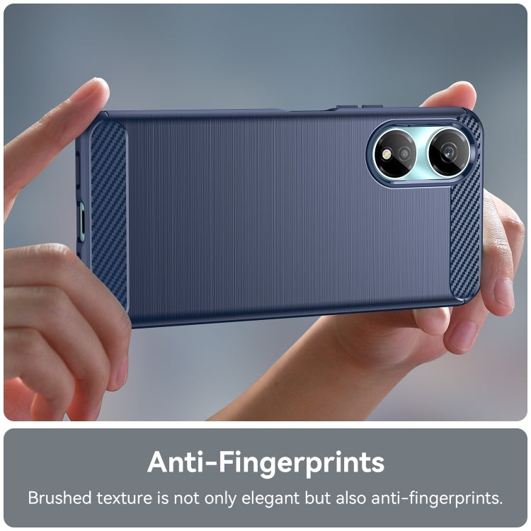 For Honor X7b Brushed Texture Carbon Fiber TPU Phone Case(Blue) - Honor Cases by PMC TechLife | Online Shopping South Africa | PMC TechLife