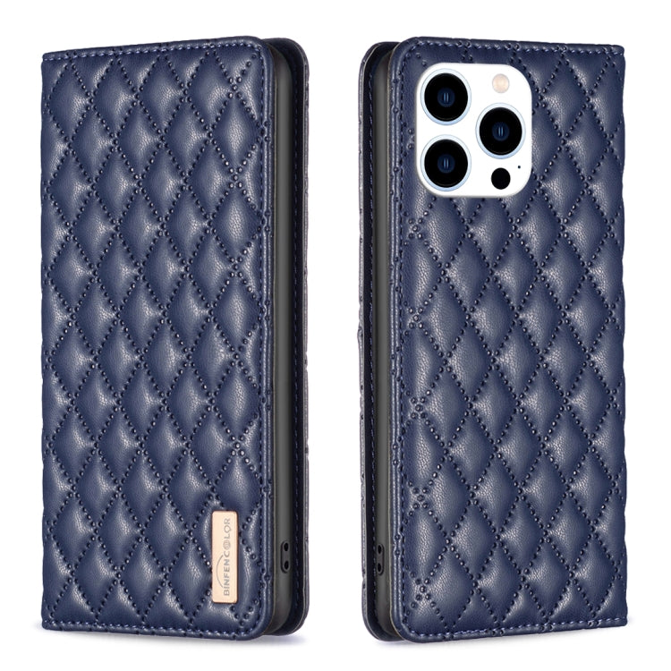 For iPhone 16 Pro Max Diamond Lattice Magnetic Leather Flip Phone Case(Blue) - iPhone 16 Pro Max Cases by PMC TechLife | Online Shopping South Africa | PMC TechLife | Buy Now Pay Later Mobicred