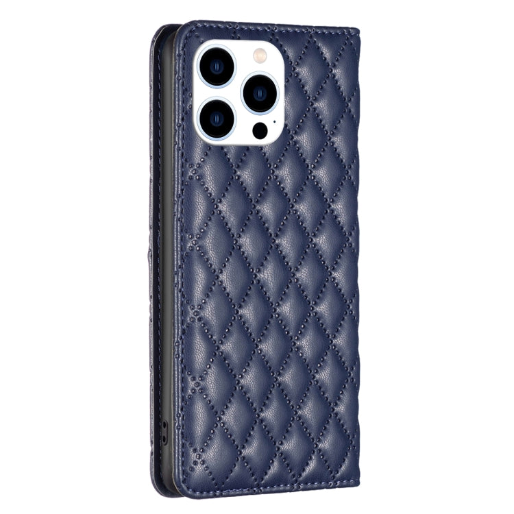 For iPhone 16 Pro Max Diamond Lattice Magnetic Leather Flip Phone Case(Blue) - iPhone 16 Pro Max Cases by PMC TechLife | Online Shopping South Africa | PMC TechLife | Buy Now Pay Later Mobicred