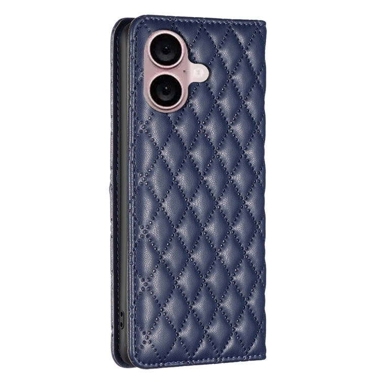For iPhone 16 Diamond Lattice Magnetic Leather Flip Phone Case(Blue) - iPhone 16 Cases by PMC TechLife | Online Shopping South Africa | PMC TechLife | Buy Now Pay Later Mobicred